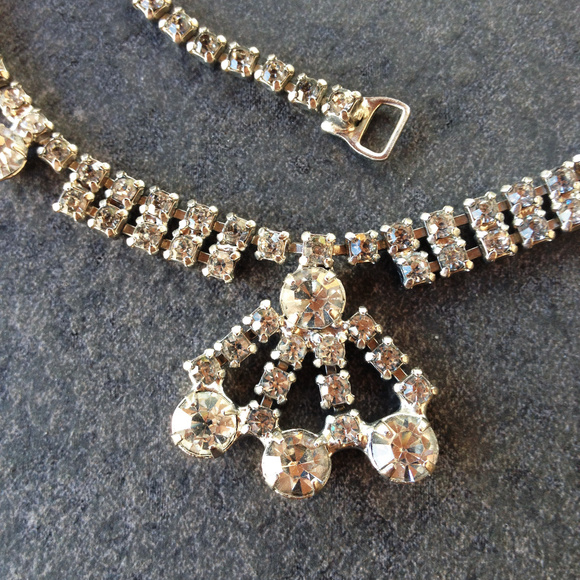 Vintage Art Deco Rhinestone Statement Necklace - Picture 2 of 4